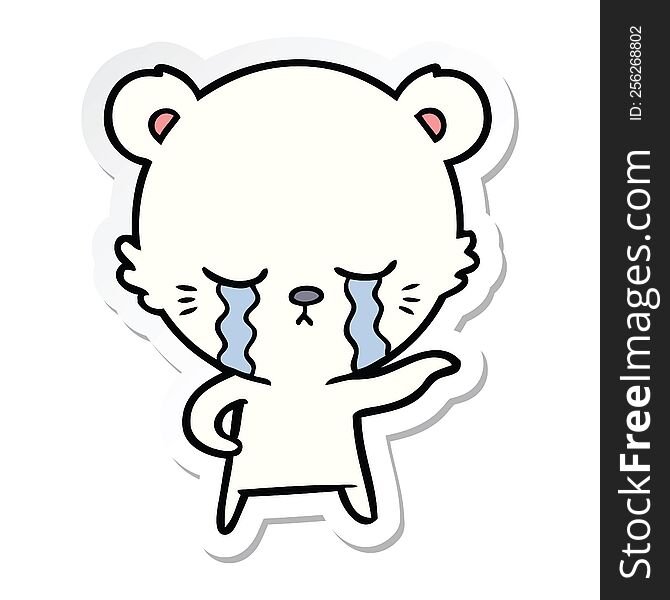 sticker of a crying cartoon polarbear