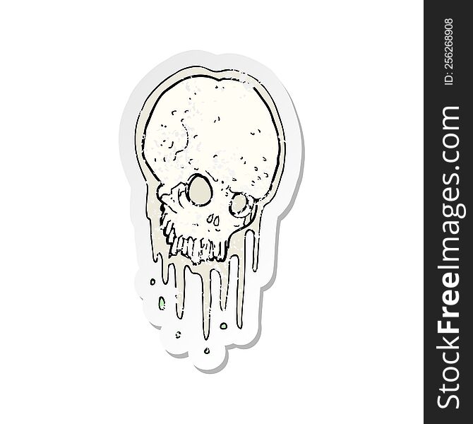 retro distressed sticker of a cartoon scary skull
