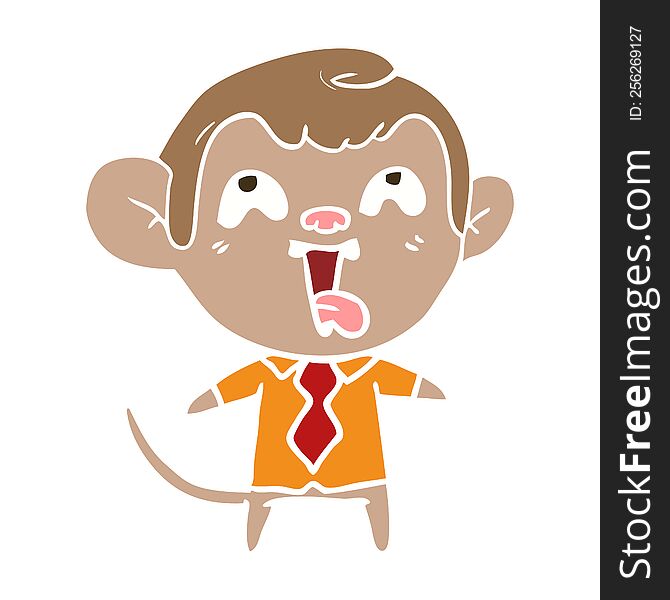crazy flat color style cartoon monkey in shirt and tie