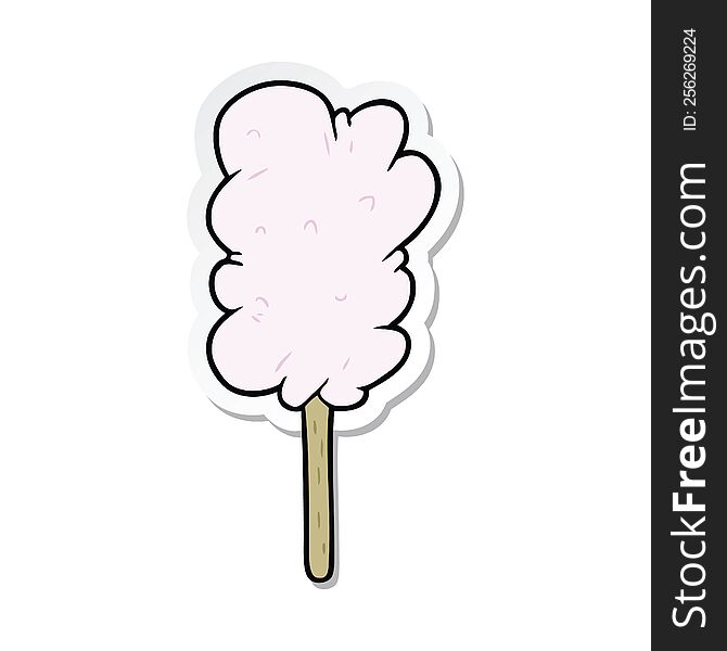 Sticker Of A Cartoon Candy Floss