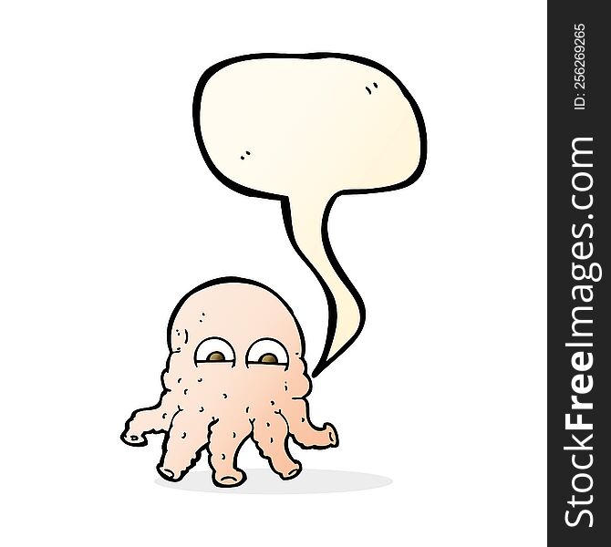 cartoon alien squid face with speech bubble