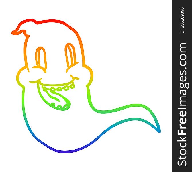 Rainbow Gradient Line Drawing Spooky Ghost