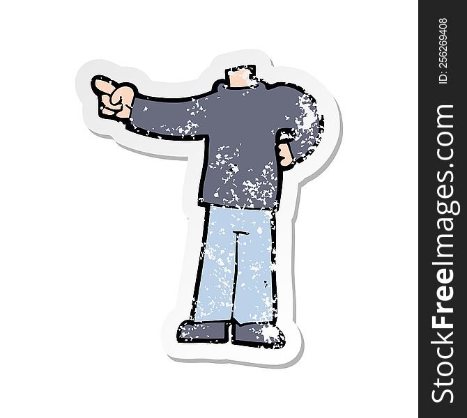 Retro Distressed Sticker Of A Cartoon Pointing Body