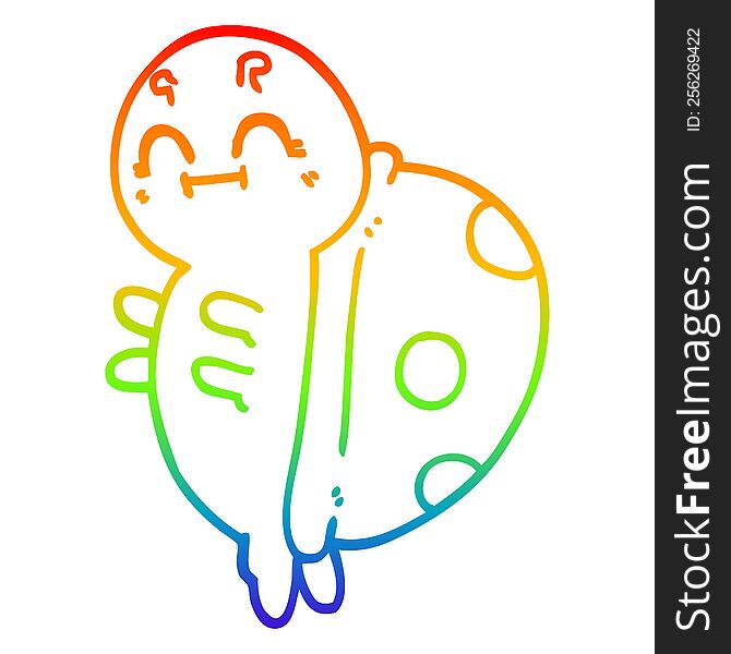 Rainbow Gradient Line Drawing Cute Cartoon Ladybug