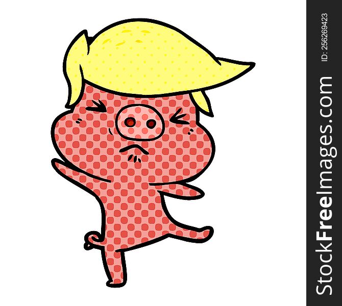 cartoon furious pig. cartoon furious pig