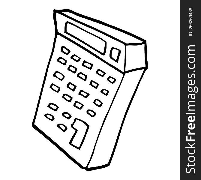 black and white cartoon calculator