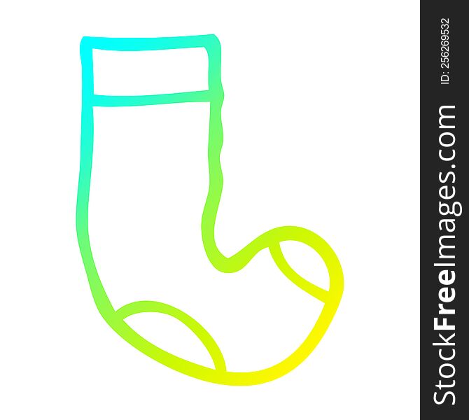 cold gradient line drawing of a cartoon sock