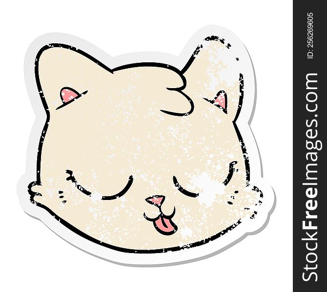 Distressed Sticker Of A Cartoon Cat Face