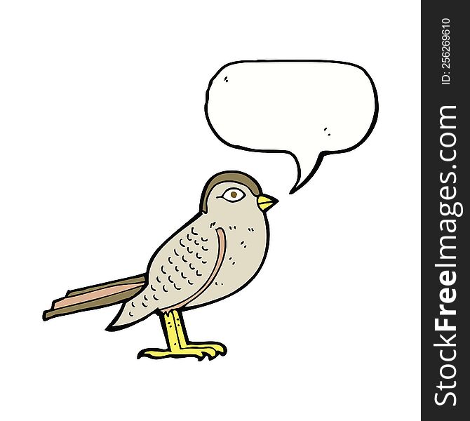 cartoon garden bird with speech bubble