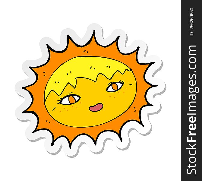 sticker of a cartoon pretty sun