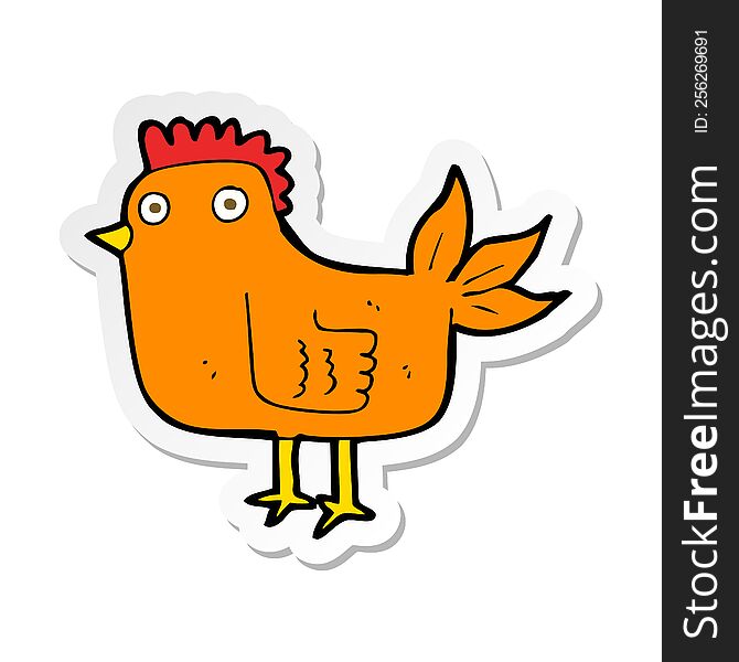 sticker of a cartoon hen