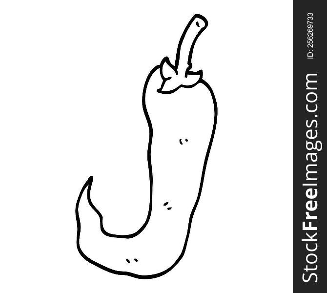 Line Drawing Cartoon Red Hot Chilli Pepper