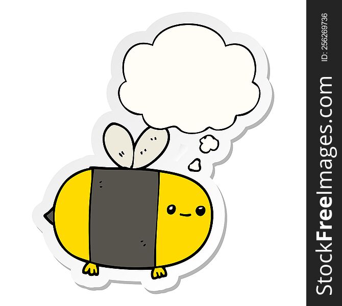 cute cartoon bee with thought bubble as a printed sticker