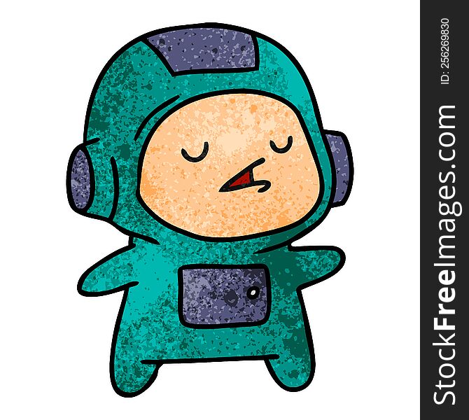 textured cartoon illustration of a kawaii cute astronaut boy. textured cartoon illustration of a kawaii cute astronaut boy