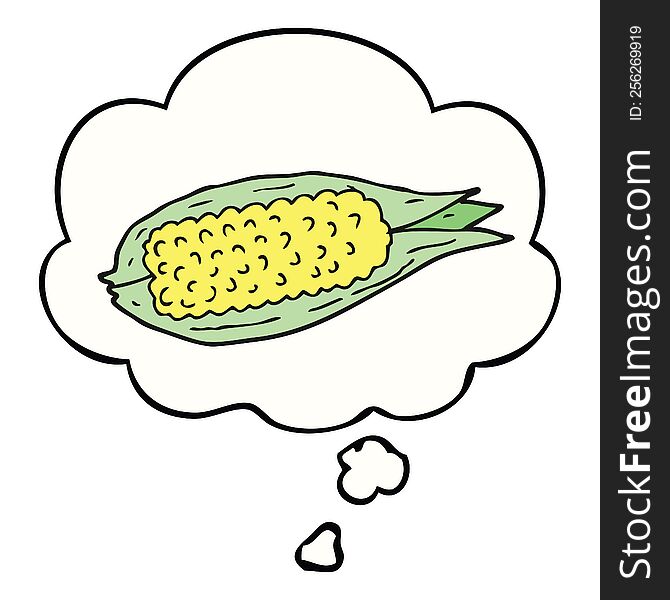cartoon corn with thought bubble. cartoon corn with thought bubble