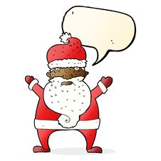 Cartoon Ugly Santa Claus With Speech Bubble Stock Photo