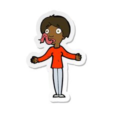 Sticker Of A Cartoon Woman Telling Lies Stock Images