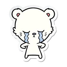 Sticker Of A Crying Cartoon Polarbear Stock Images