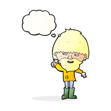 Cartoon Hippie Man In Wellington Boots With Thought Bubble Stock Photo Cartoon Hippie Man In Wellington Boots With Thought Bubble Stock Photo