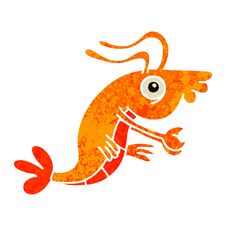 Quirky Retro Illustration Style Cartoon Crayfish Stock Photo