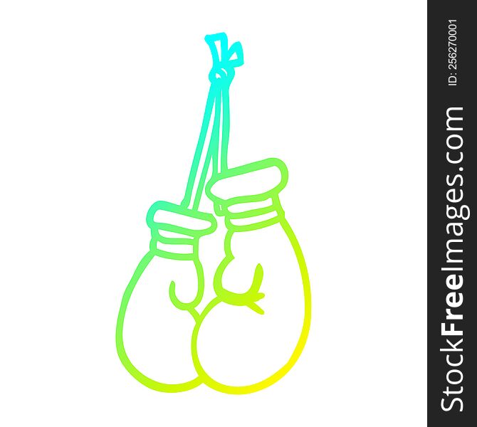 cold gradient line drawing of a cartoon boxing gloves