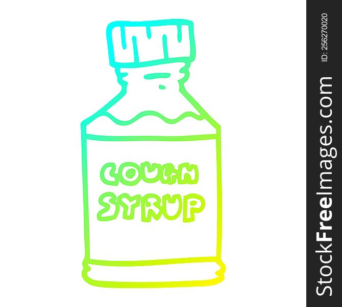 Cold Gradient Line Drawing Cartoon Cough Syrup