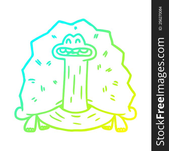 cold gradient line drawing of a funny cartoon turtle