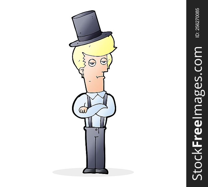 cartoon man in braces and top hat