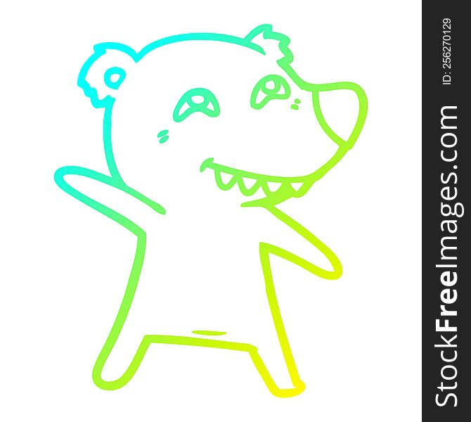 cold gradient line drawing of a cartoon bear dancing