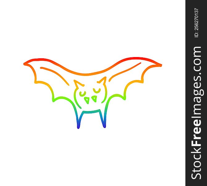 Rainbow Gradient Line Drawing Cartoon Vampire Bat