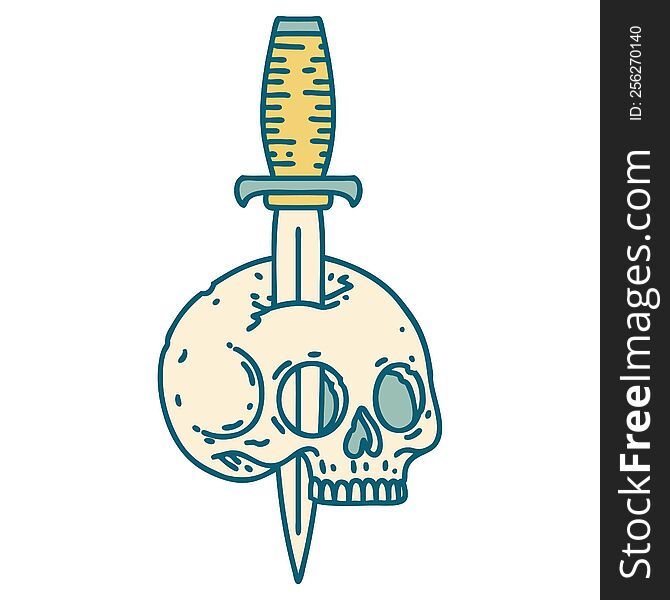 Tattoo Style Icon Of A Skull And Dagger