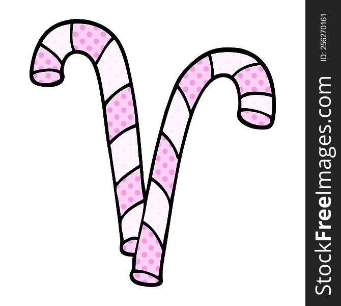 cartoon doodle pink candy cane