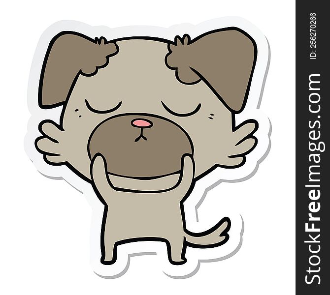 Sticker Of A Cute Cartoon Dog