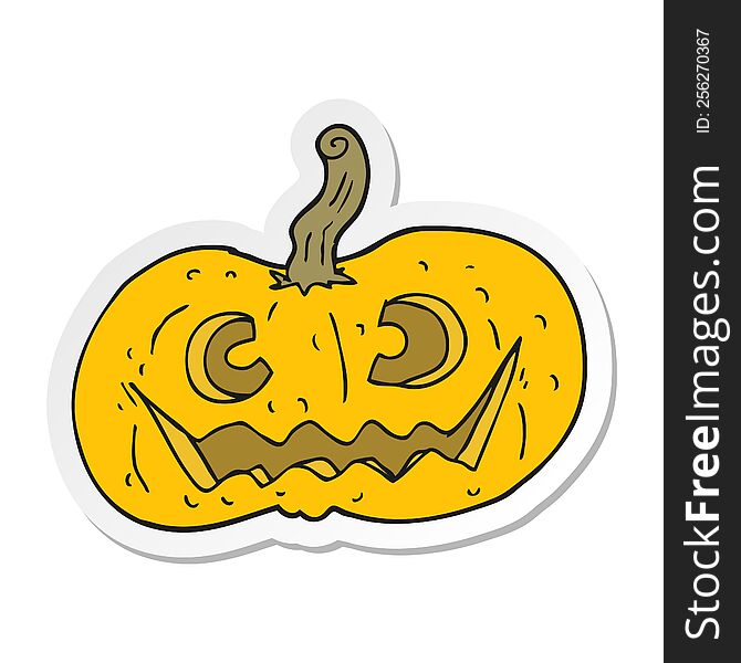 sticker of a cartoon halloween pumpkin