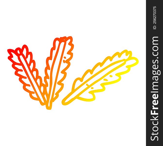 warm gradient line drawing of a cartoon scattered leaves