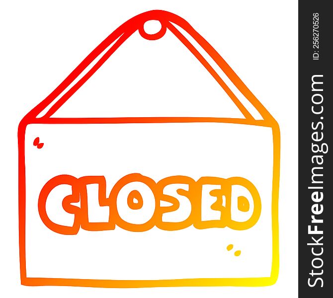 Warm Gradient Line Drawing Cartoon Closed Sign