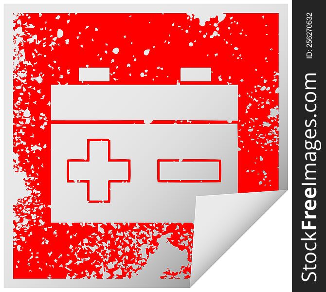 Distressed Square Peeling Sticker Symbol Car Battery