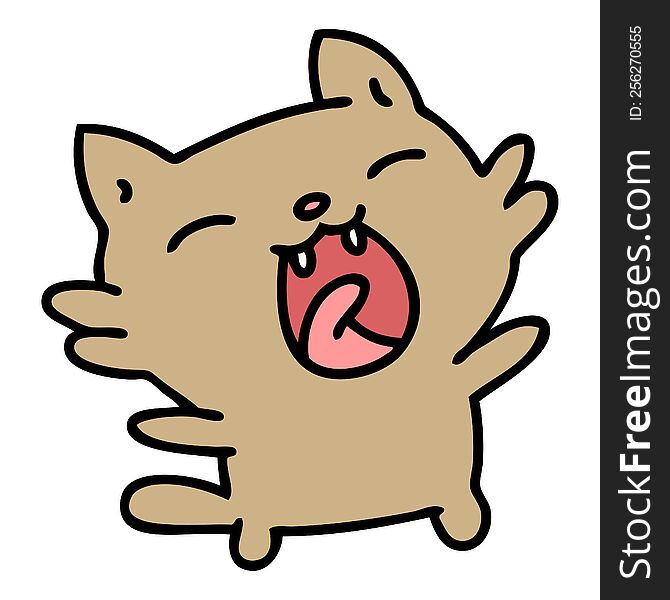 cartoon of a cute happy cat singing. cartoon of a cute happy cat singing
