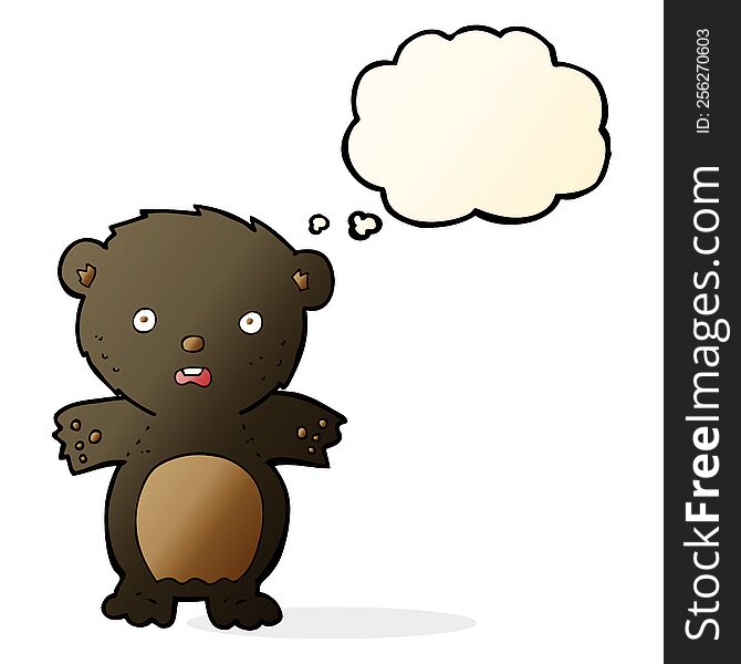 Frightened Black Bear Cartoon With Thought Bubble