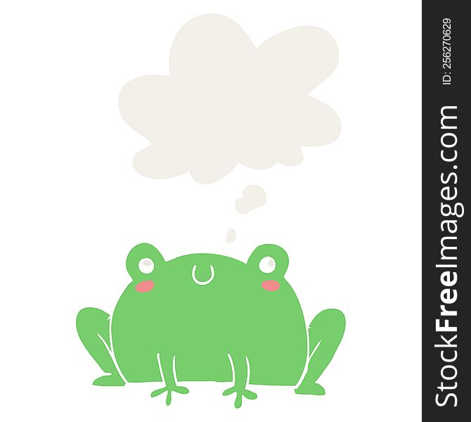 Cartoon Frog And Thought Bubble In Retro Style