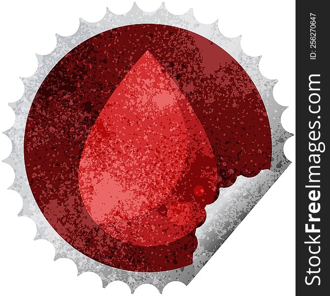 Blood Drop Round Sticker Stamp
