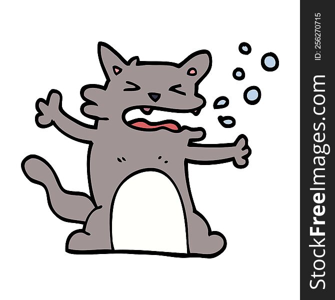 cartoon doodle hiccuping cat