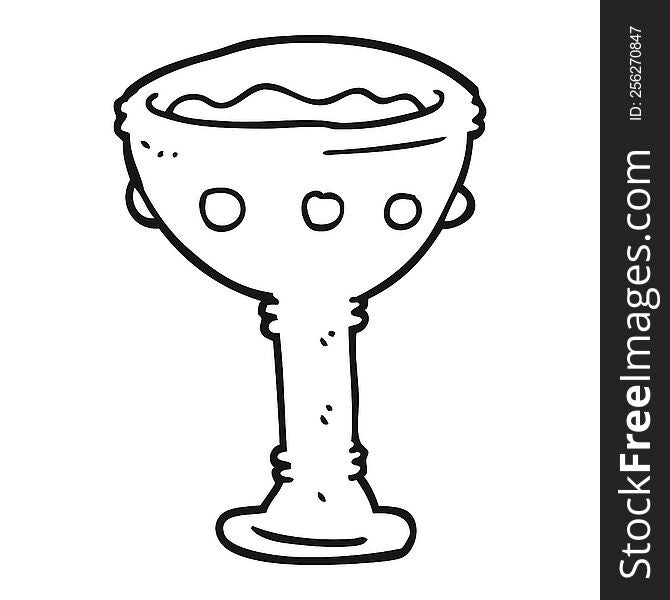 freehand drawn black and white cartoon goblet