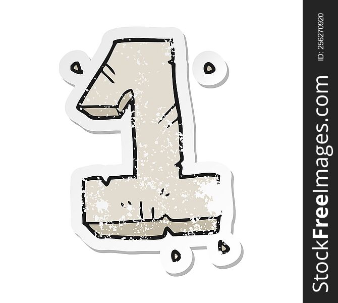 retro distressed sticker of a cartoon stone number one