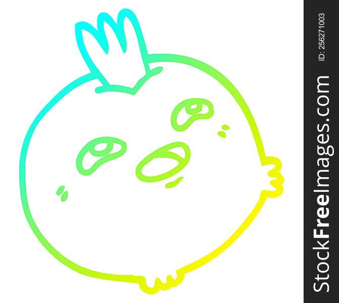 cold gradient line drawing of a cartoon happy root vegetable