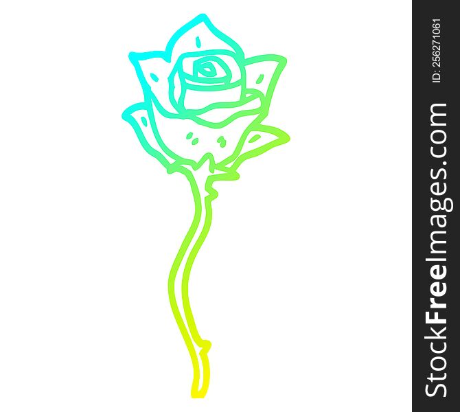 cold gradient line drawing cartoon white rose