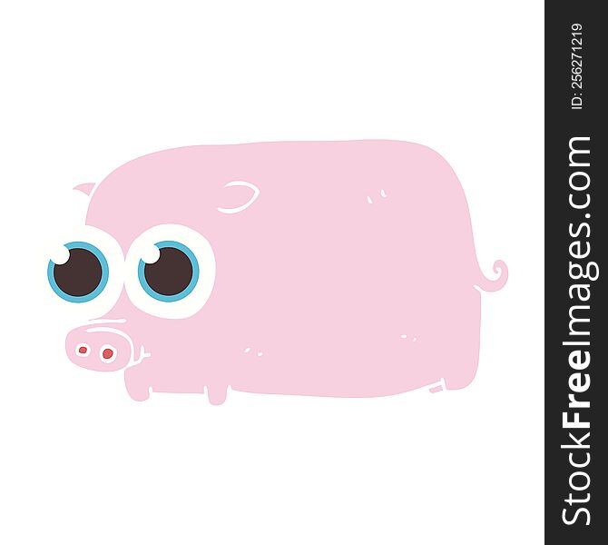 flat color illustration of a cartoon piglet with big pretty eyes