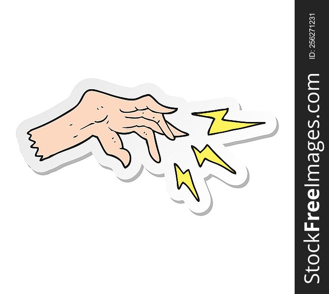 sticker of a cartoon hand casting spell