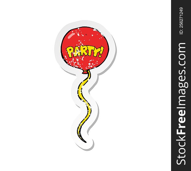 Retro Distressed Sticker Of A Cartoon Party Balloon