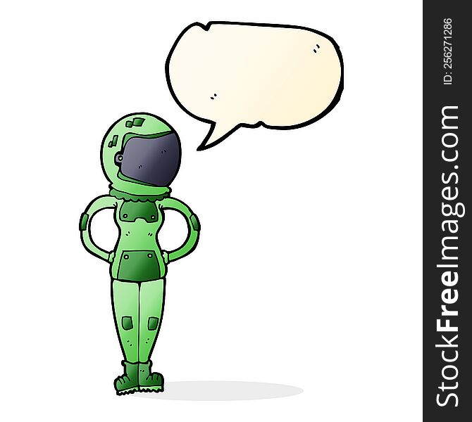 Cartoon Female Astronaut With Speech Bubble